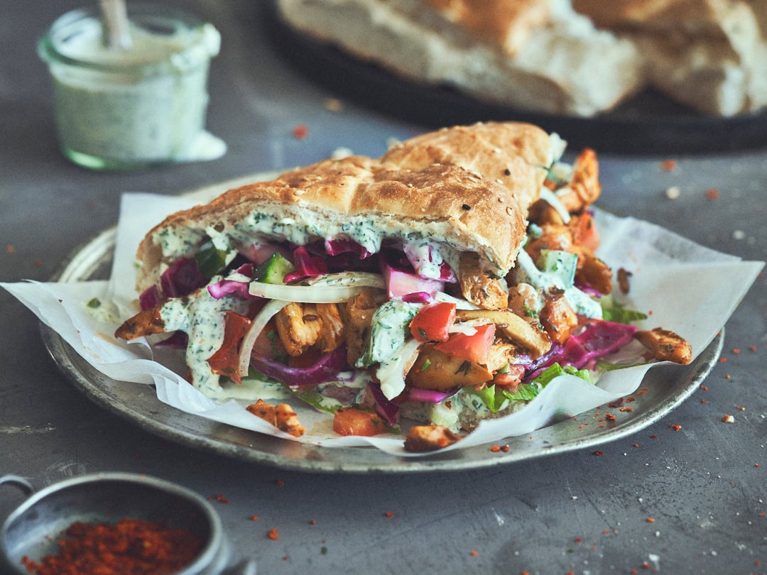 Vegetarischer Döner mit Pilzen