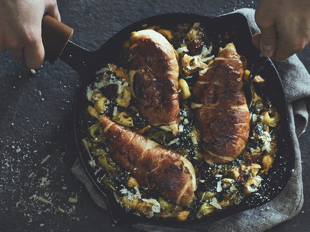 Romige kippen-tortellini-pan.