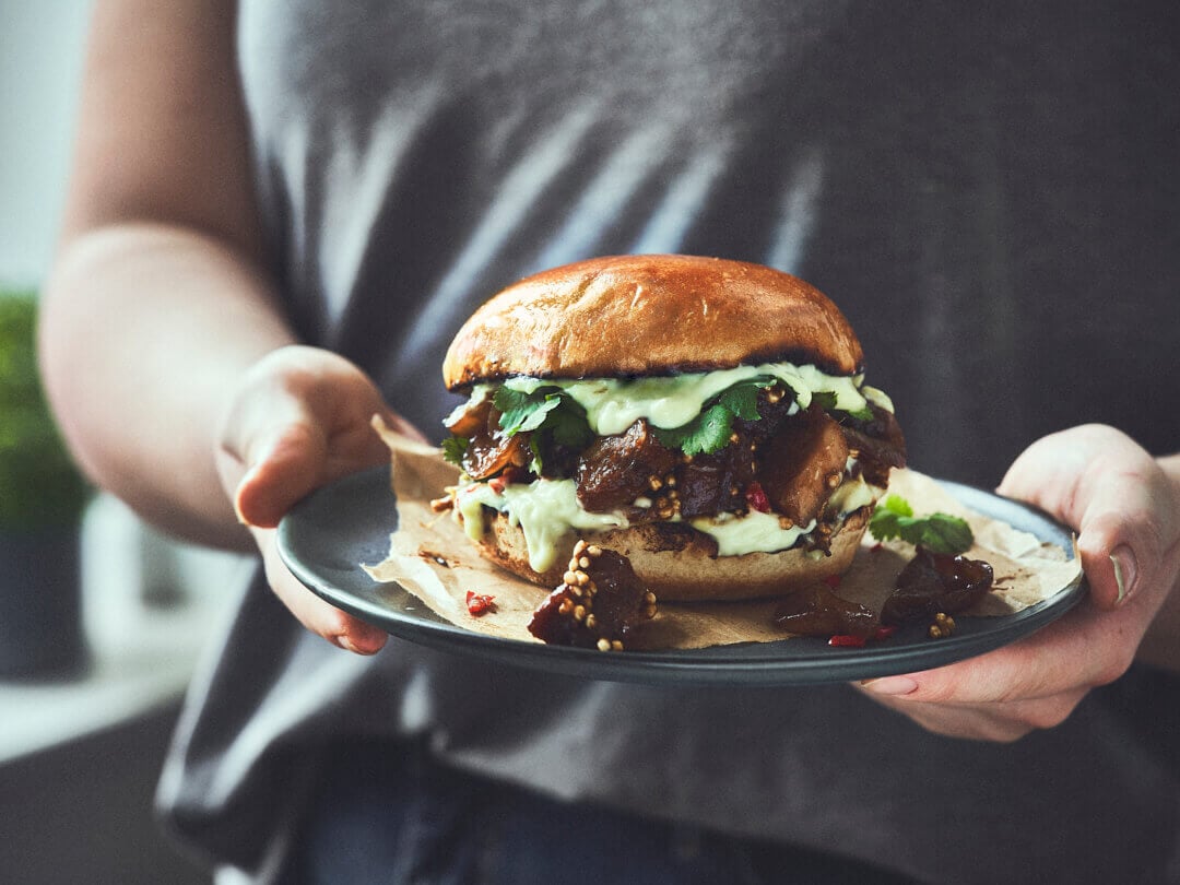 Spekburger met gepofte quinoa
