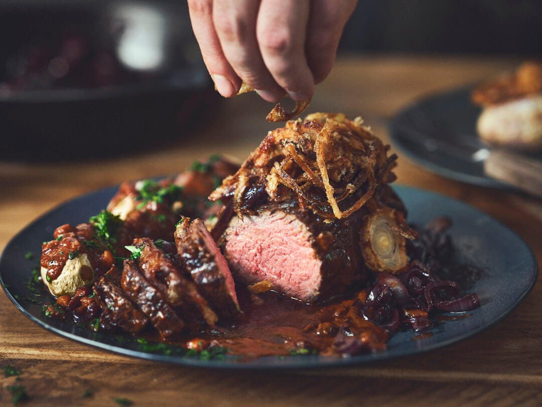 Zwiebelrostbraten vom Gasgrill