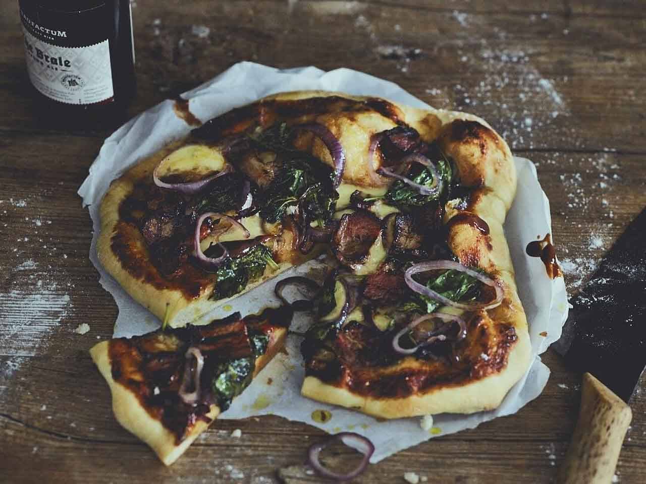 BBQ Bacon Pizza with Spinach