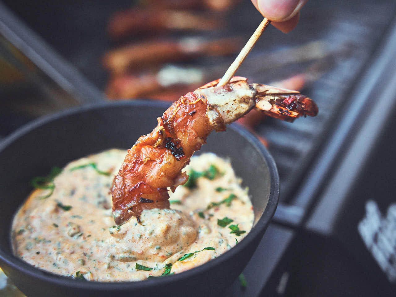 Garnalenspiesjes met schaaldier-aioli