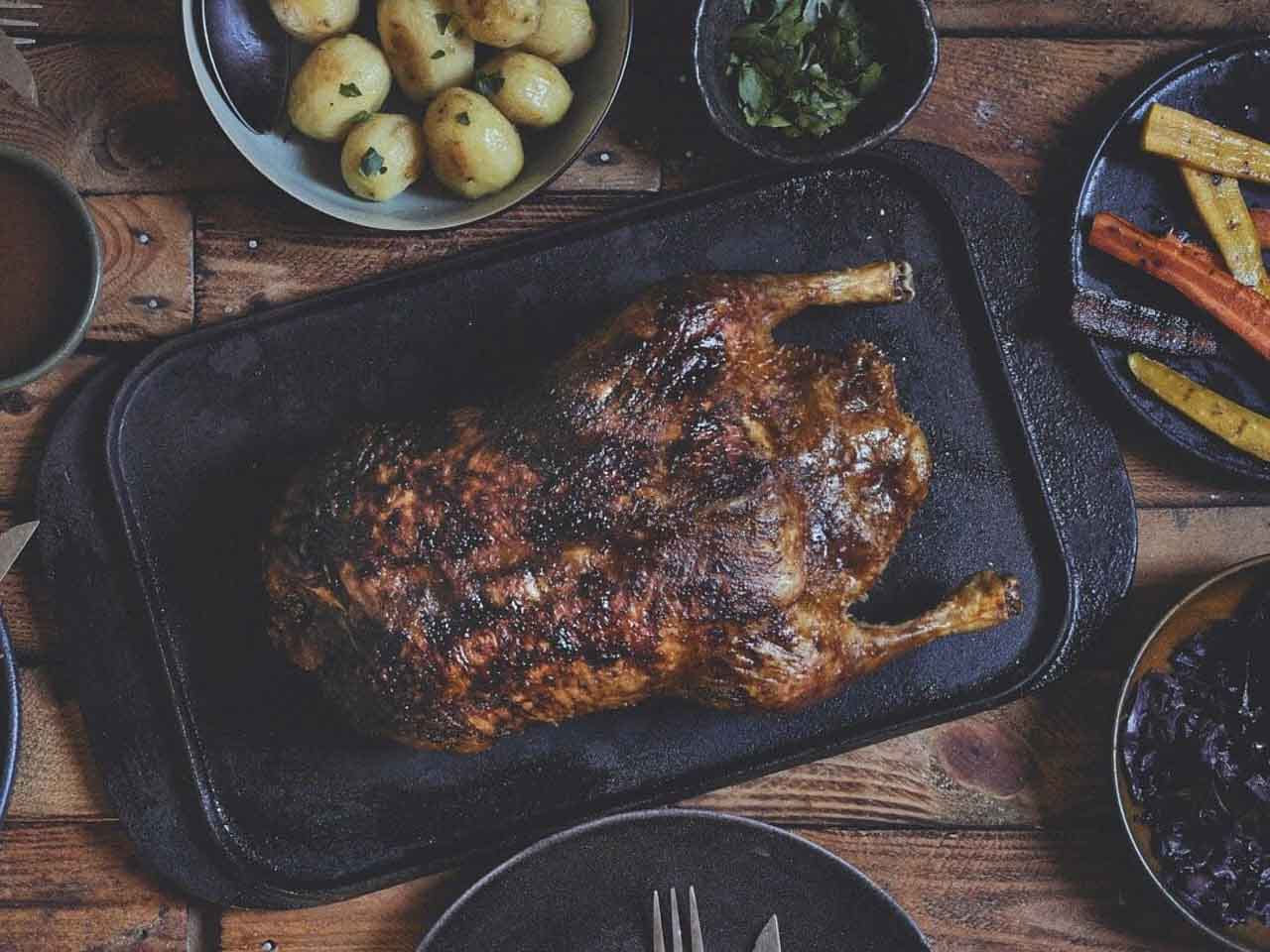 Entenbraten von der Rotisserie